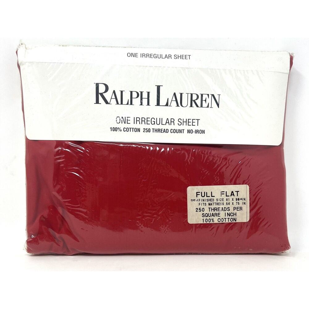 Vintage Ralph Lauren Red Full Flat Sheet *IRREGULAR* New In Package USA MADE NIP